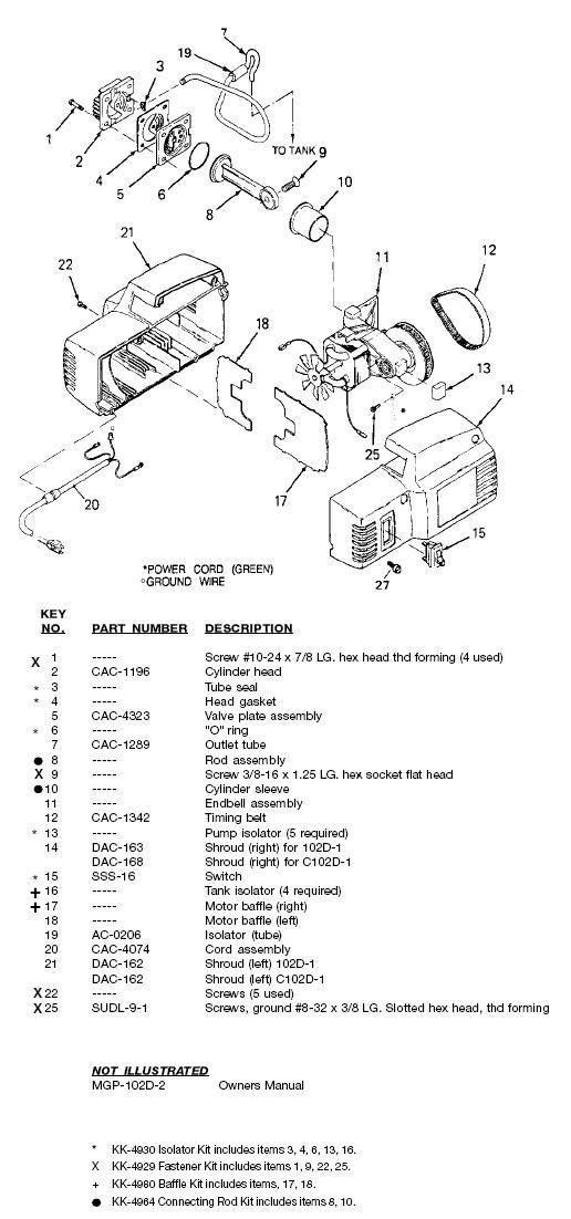 DEVILBISS AIR COMPRESSOR BREAKDOWN AND PARTS LIST